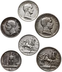 zestaw 3 monet mennicy Rzym:, 1 lir 1915, 2 liry