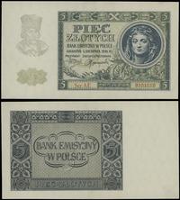 5 złotych 1.08.1941, seria AE, numeracja 9101010