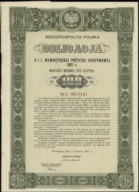 Rzeczpospolita Polska 1918-1939, zestaw: 4 1/2 % wewnętrznej pożyczki państwowej na 100 złotych i 500 złotych, 1.06.1937