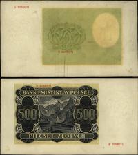 500 złotych 01.03.1940, Seria B, na stronie głów