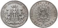 5 marek 1876 J, Hamburg, moneta wyczyszczona, AK