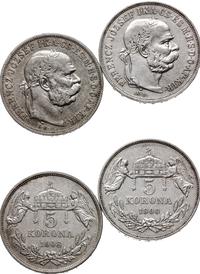 Węgry, lot 2 x 5 koron, 1900 KB, 1908 KB