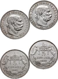 Węgry, lot 2 x 5 koron, 1907 KB, 1909 KB