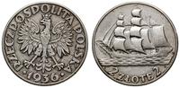 2 złote 1936, Warszawa, Żaglowiec, moneta w kaps