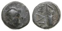 brąz 200-150 pne, Aw: Głowa Apollo w wieńcu w pr
