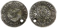 szeląg 1584, Malbork, moneta przedziurawiona, al