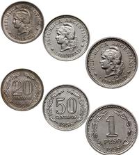 Argentyna, zestaw 3 monet, 1958