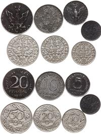lot 7 monet, 5 fenigów 1917, 10 fenigów 1917, 20