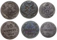 lot 3 monet 1840 MW, Warszawa, 1 grosz, 5 groszy