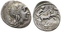 denar  154 pne, Aw: Głowa Romy w hełmie, za nią 