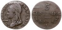5 centimes L'AN 4 (1795-1796), Paryż, Gadoury 12