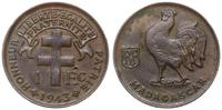 1 frank 1943, Pretoria, kolorowa patyna, KM 2