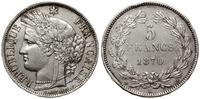 5 franków 1870 K, Bordeaux, srebro 24.88 g, Dav.