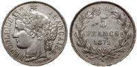 5 franków 1871 K, Bordeaux, srebro 24.94 g, Dav.