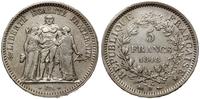 5 franków 1848 D, Lyon, srebro 24.76 g, najrzads