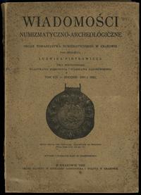 czasopisma, Wiadomości Numizmatyczno-Archeologiczne Tom XIV (1931-1932), Kraków 1933