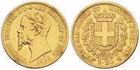 20 lirów 1855, Turyn, złoto 6.40 g, moneta wyczy
