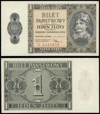 1 złoty 1.10.1938, seria IG 6484825, wyśmienite,