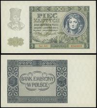 5 złotych 1.08.1941, seria AC 6540859, piękne, L