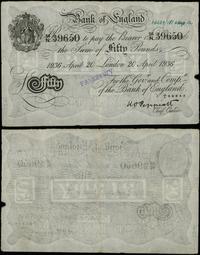 50 funtów 20.04.1936, seria 56N 39650, podpis Pe
