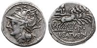 denar 104 pne, Rzym, Aw: Głowa Romy w hełmie w l