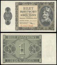1 złoty 1.10.19338, seria IG 6471940, bez złamań