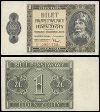 1 złoty 1.10.1938, seria IF 5901338, przegięte w
