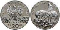 20 złotych 1999, Warszawa, Wilk, srebro 38,6 mm,