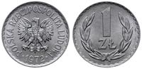 1 złoty 1972, Warszawa , aluminium, piękne, Parc