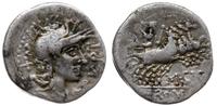 denar 116-115 pne, Rzym, Aw: Głowa Romy w prawo,