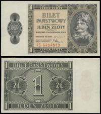 1 złoty 1.10.1938, seria IG 6484819, uzupełniony