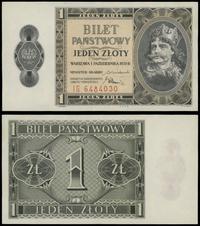 1 złoty 1.10.1938, seria IG 6484030, po subtelne