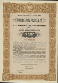 Rzeczpospolita Polska 1918-1939, obligacja 4 1/2 % wewnętrznej pożyczki państwowej na 500 złotych, 1.06.1937