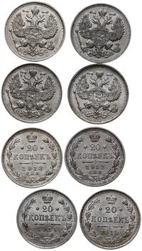 Rosja, zestaw: 4 x 20 kopiejek, 1912, 1913, 1914, 1915