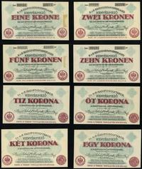 zestaw banknotów obozowych, 1, 2, 5, 10 koron 15