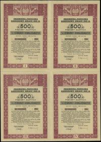Polska powojenna 1944-1952, obligacja wartości 2.000 złotych = 4 x 500 złotych, 15.04.1946