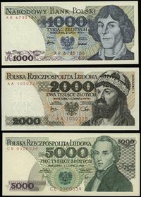 zestaw 5 banknotów:, 1.000 złotych 2.07.1975, 2.