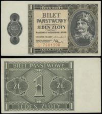 1 złoty 1.10.1938, seria IJ, numeracja 7601208, 