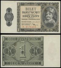1 złoty 1.10.1938, seria IK, numeracja 8176403, 