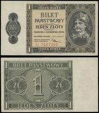 1 złoty 1.10.1938, seria IJ, numeracja 7601309, 