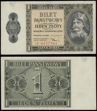 1 złoty 1.10.1938, seria IG, numeracja 6457364, 