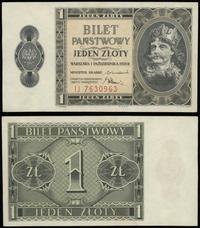 1 złoty 1.10.1938, seria IJ, numeracja 7630963, 