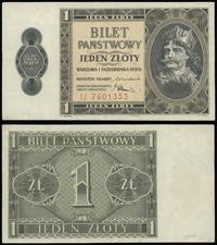 1 złoty 1.10.1938, seria IJ, numeracja 7601353, 