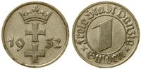 1 gulden 1932, Berlin, herb Gdańska, ładny, AKS 
