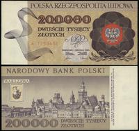 200.000 złotych 1.12.1989, rzadsza, seria począt