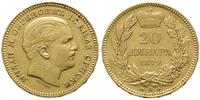 20 dinarów 1879, Paryż, złoto 6.44 g, Friedberg 