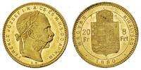 20 franków = 8 forintów 1880, złoto 6.45 g