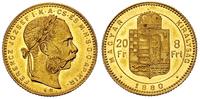 20 franków=8 forintów 1890, złoto 6.45 g