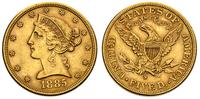 5 dolarów 1885/S, San Francisco, złoto 8.35 g