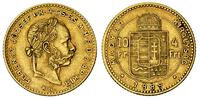 10 franków= 4 forinty 1889, złoto 3.20 g, wybito
